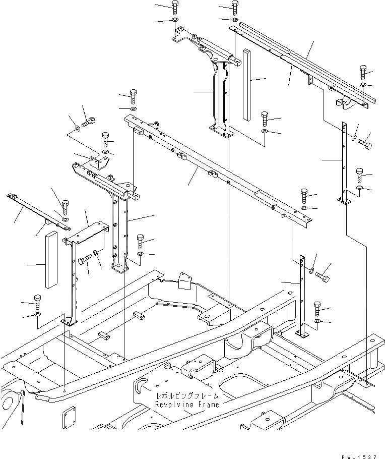 Схема запчастей Komatsu PC300-6Z - РАМА (КАБИНА) (БЕЗ КОНДИЦИОНЕРА)(№-) ЧАСТИ КОРПУСА