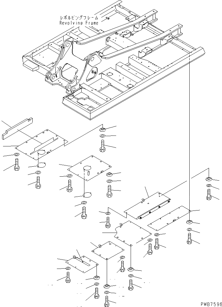 Схема запчастей Komatsu PC300-6Z - НИЖН. КРЫШКА (УСИЛ.) (ОСНОВНАЯ РАМА)(№-) ЧАСТИ КОРПУСА