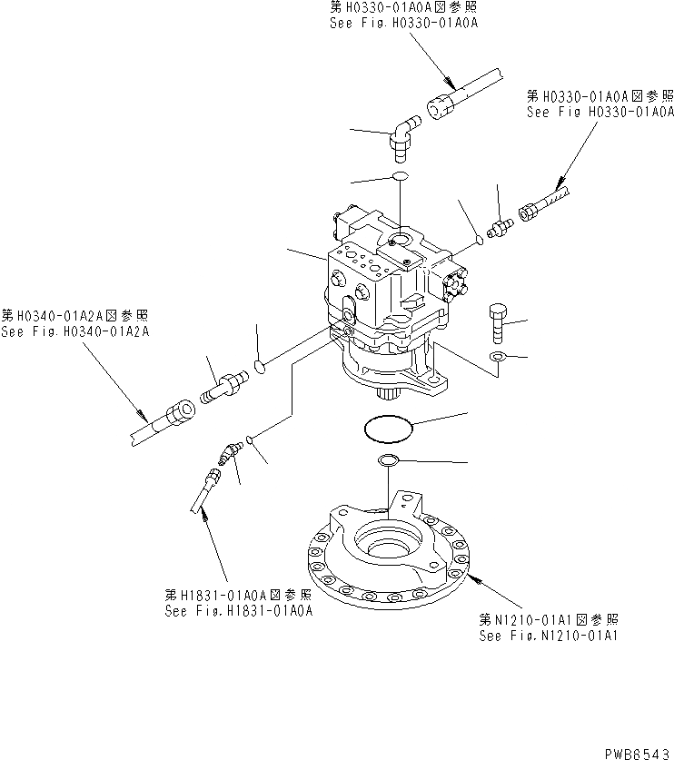 Схема запчастей Komatsu PC300-6Z - МОТОР ПОВОРОТА (СОЕДИНИТЕЛЬН. ЧАСТИ)(№-) ПОВОРОТН. КРУГ И КОМПОНЕНТЫ