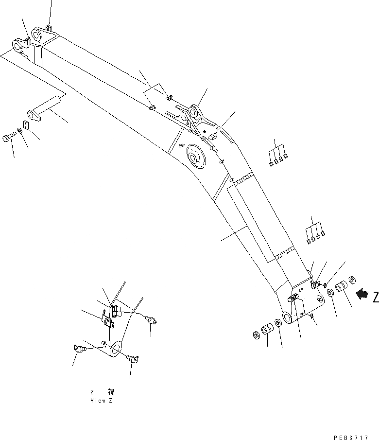 Схема запчастей Komatsu PC300-6Z - СТРЕЛА (СТРЕЛА И ВЕРХН. ПАЛЕЦ) РАБОЧЕЕ ОБОРУДОВАНИЕ