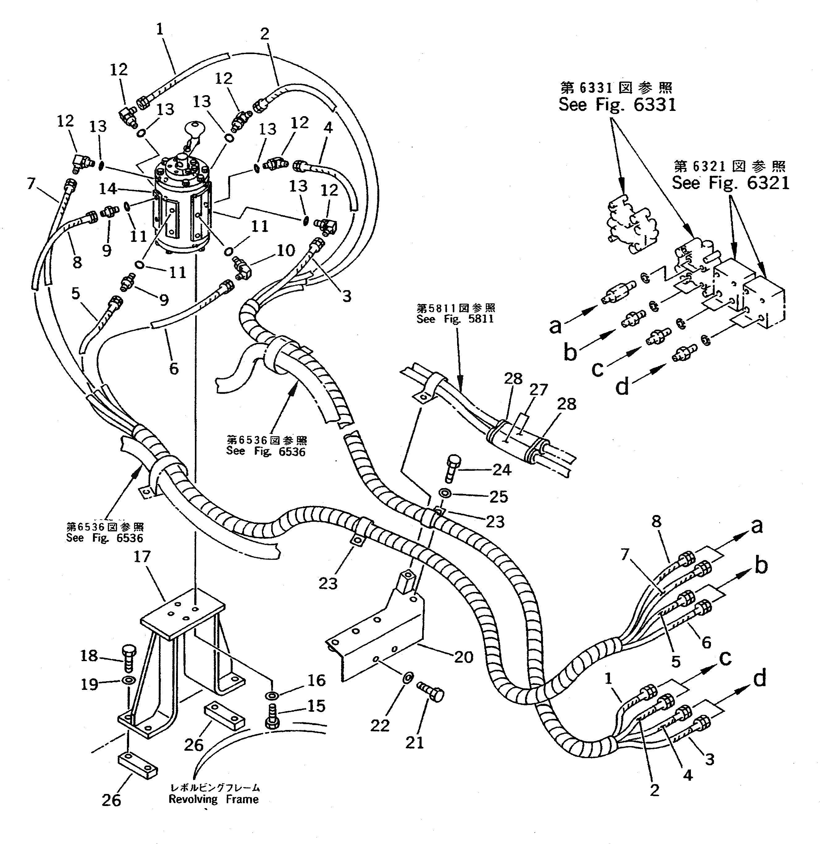 Схема запчастей Komatsu PC300-5 - MULTI PATTERN SELECT КЛАПАН ТРУБЫ (M.P.S.V. T/F РАСПРЕДЕЛИТ. КЛАПАН)  (ДЛЯ УДЛИНН. РЫЧАГ УПРАВЛ-Е) УПРАВЛ-Е РАБОЧИМ ОБОРУДОВАНИЕМ