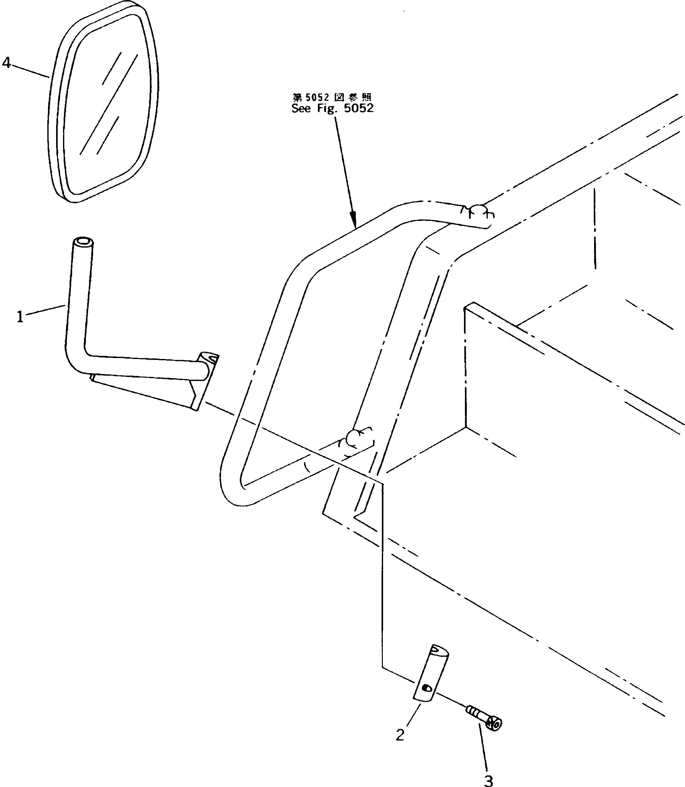 Схема запчастей Komatsu PC300-5K - ЗАДН. VIEW MIRROR¤ ПРАВ.(№K-K) ЧАСТИ КОРПУСА