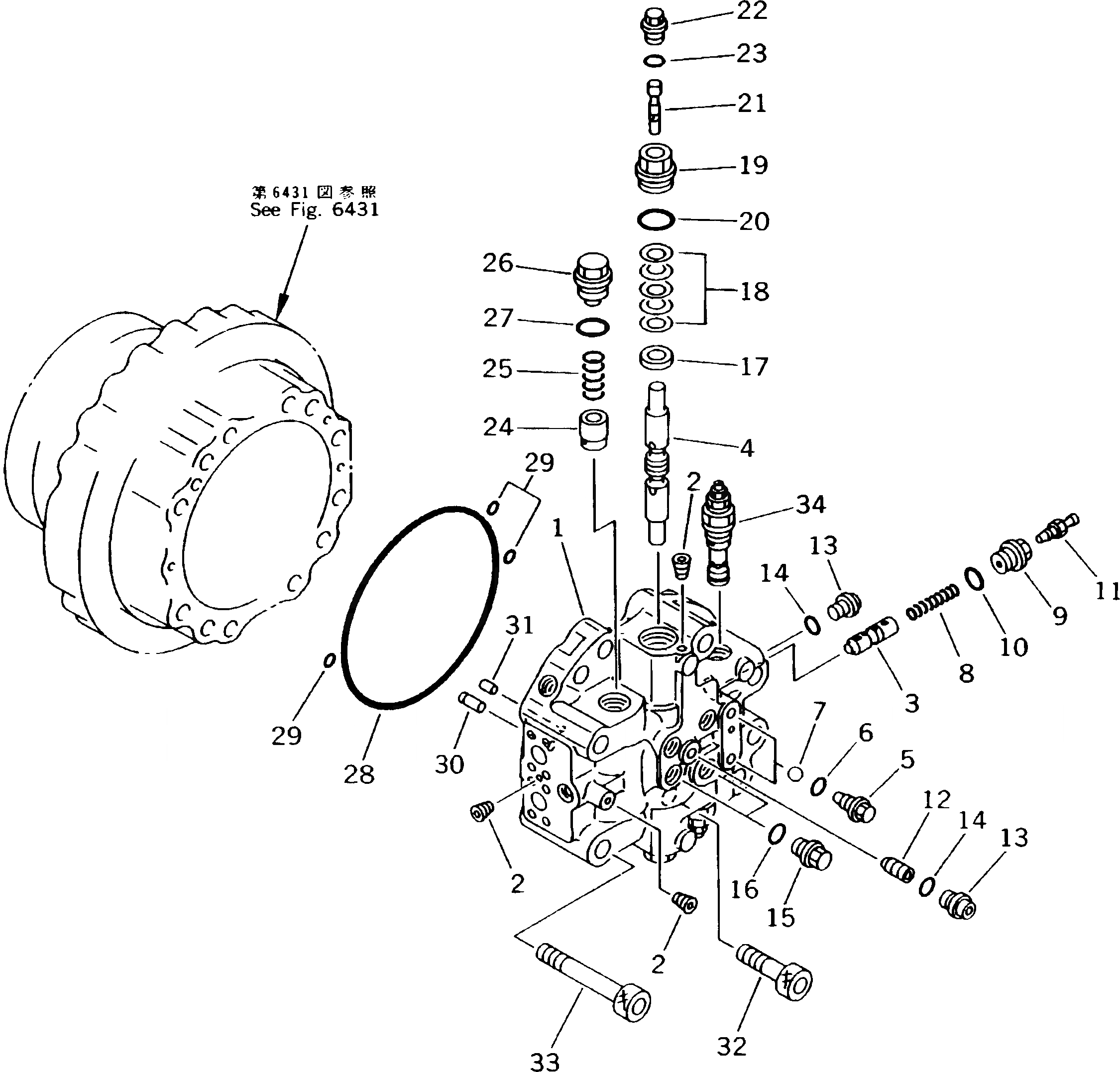 Схема запчастей Komatsu PC300-5K - МОТОР ХОДА (/) УПРАВЛ-Е РАБОЧИМ ОБОРУДОВАНИЕМ