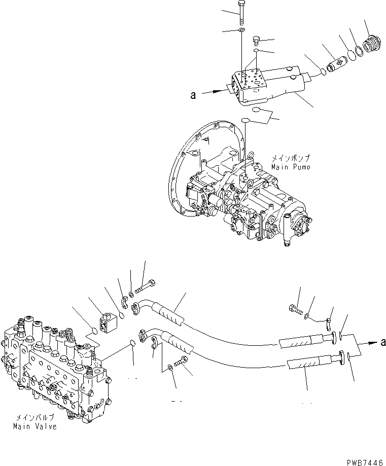 Схема запчастей Komatsu PC300-6 - ЛИНИЯ ПОДАЧИ (БЛОК) (С ПРОПУСКНЫМ КЛАПАНОМ)(№-) ГИДРАВЛИКА