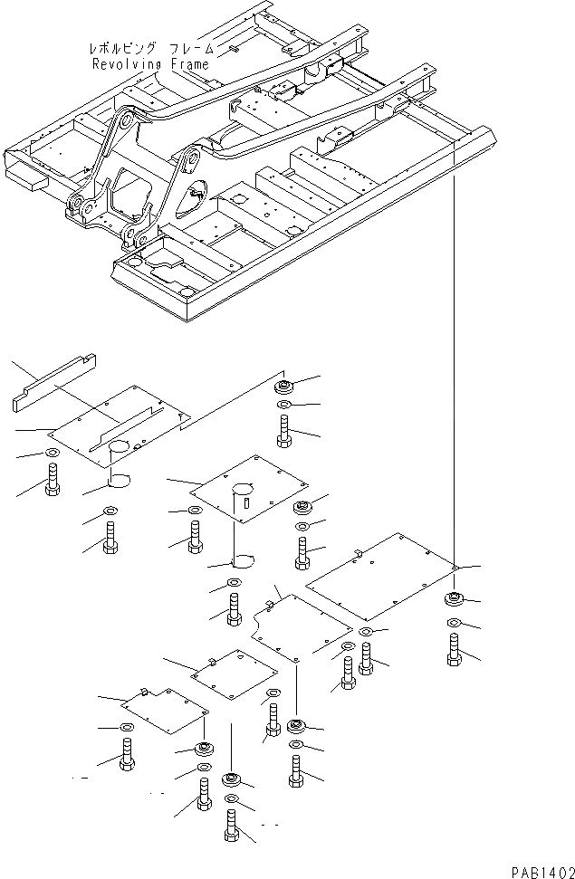 Схема запчастей Komatsu PC300-6 - НИЖН. КРЫШКА (ОСНОВНАЯ РАМА)(№-999) ЧАСТИ КОРПУСА