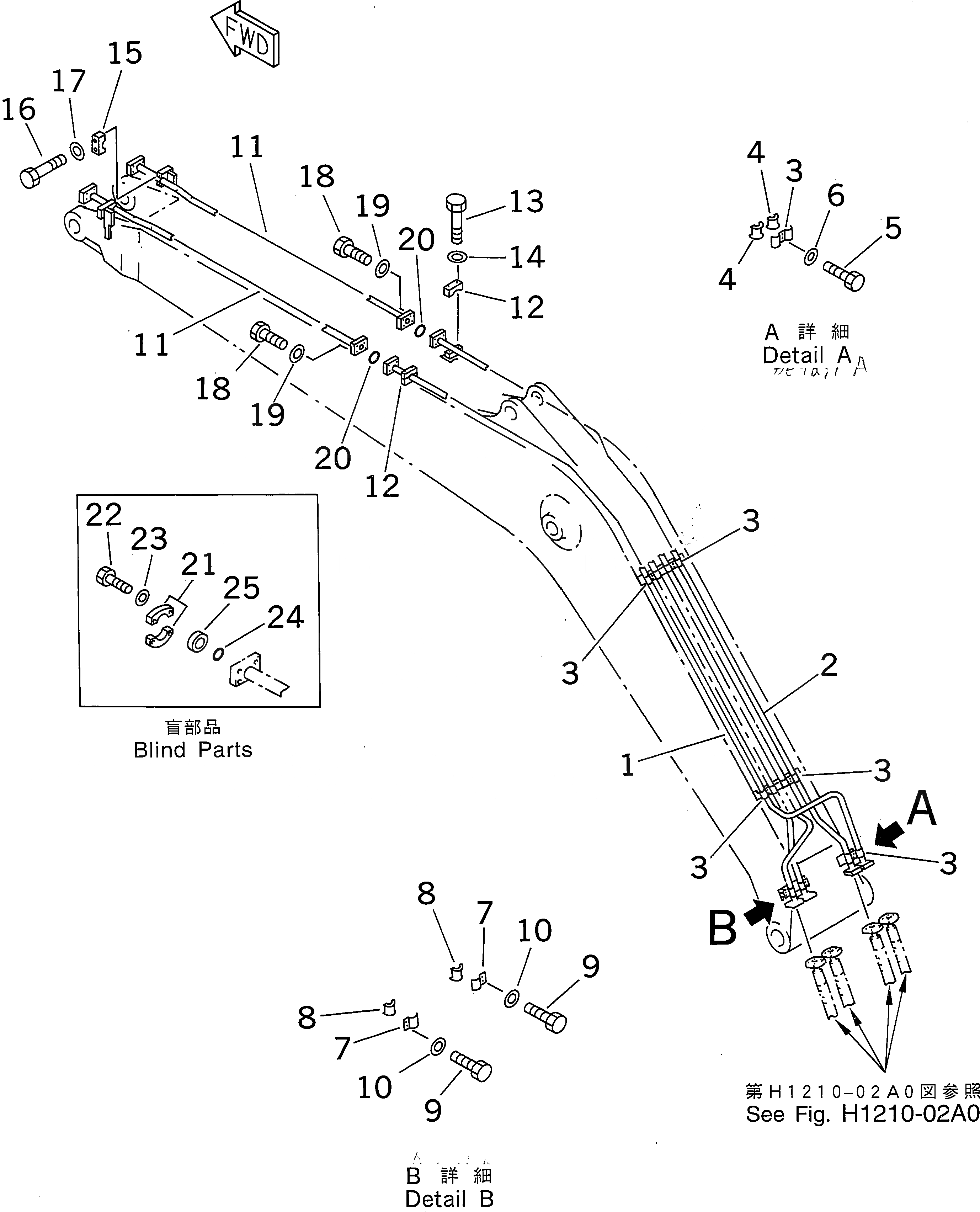Схема запчастей Komatsu PC300-6 - СТРЕЛА (ЦИЛИНДР КОВША) РАБОЧЕЕ ОБОРУДОВАНИЕ