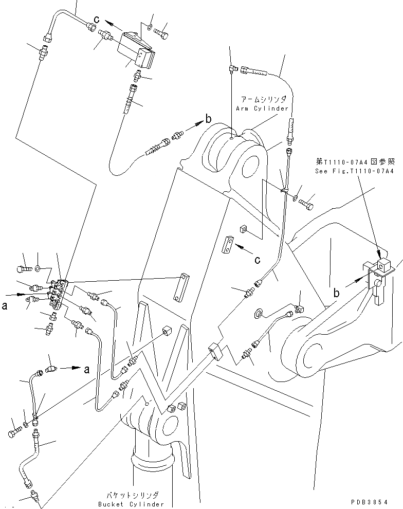 Схема запчастей Komatsu PC300-6 - РУКОЯТЬ (.M) (УСИЛ.) (ЛИНИЯ СМАЗКИ) (С АВТОМАТИЧ. СМАЗКОЙ) РАБОЧЕЕ ОБОРУДОВАНИЕ