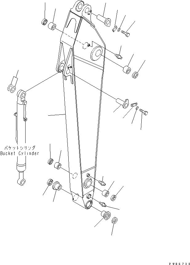 Схема запчастей Komatsu PC300-6 - РУКОЯТЬ (.M) (УСИЛ.) (РУКОЯТЬ) РАБОЧЕЕ ОБОРУДОВАНИЕ