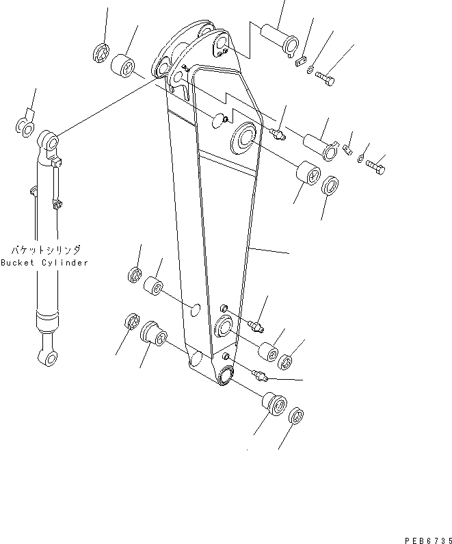 Схема запчастей Komatsu PC300-6 - РУКОЯТЬ (.M) (РУКОЯТЬ) РАБОЧЕЕ ОБОРУДОВАНИЕ