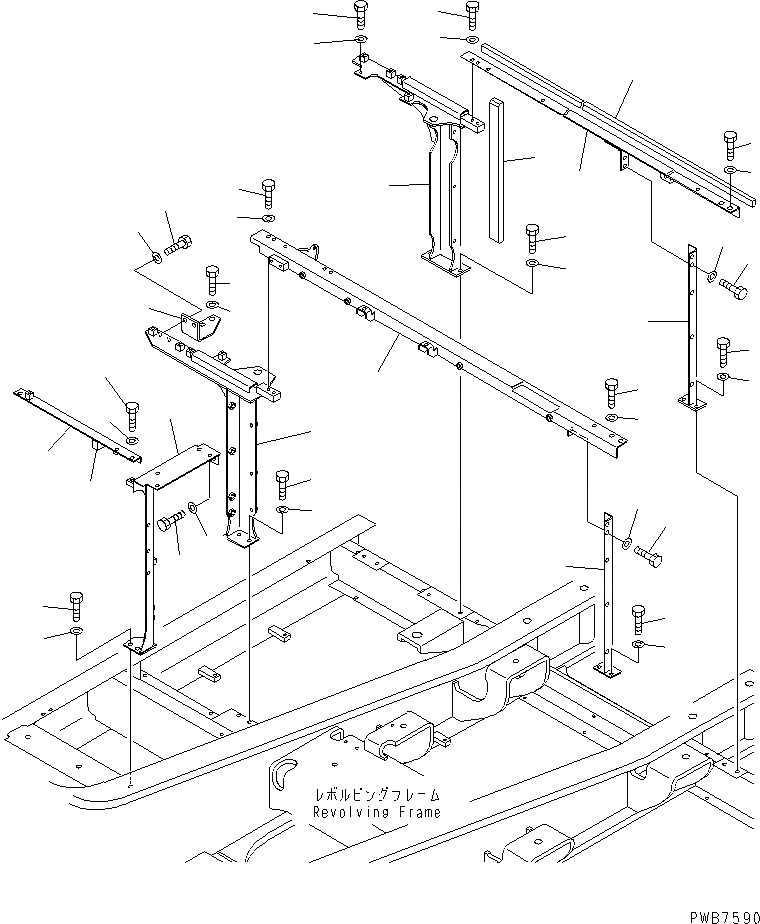 Схема запчастей Komatsu PC300-6 - РАМА (КАБИНА)(№-) ЧАСТИ КОРПУСА