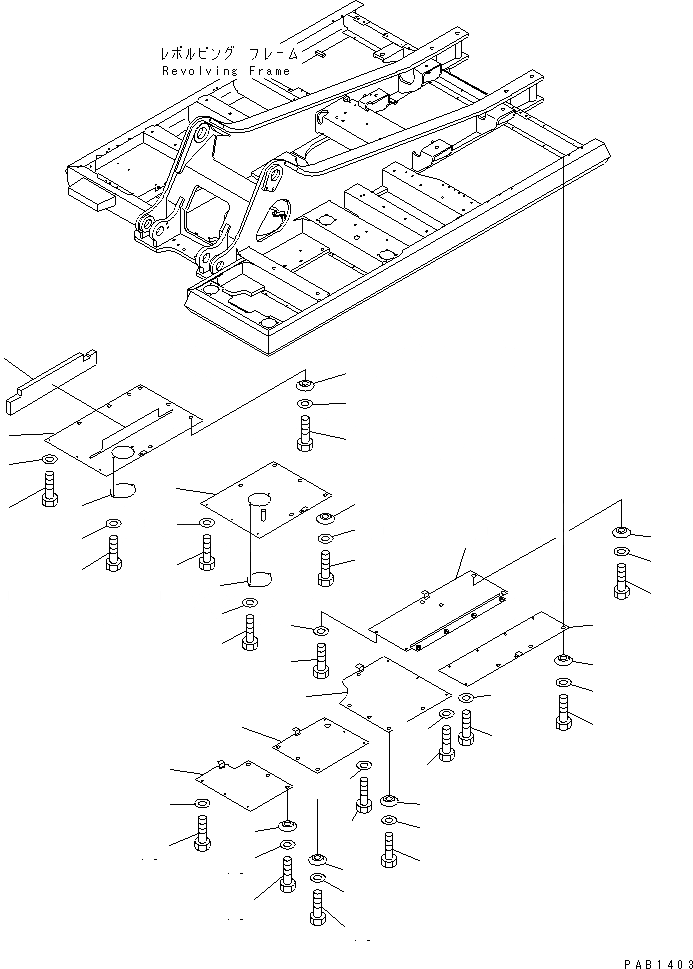 Схема запчастей Komatsu PC300-6 - НИЖН. КРЫШКА (УСИЛ.) (ОСНОВНАЯ РАМА)(№-999) ЧАСТИ КОРПУСА