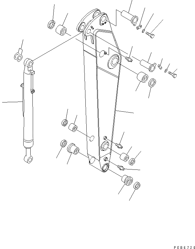 Схема запчастей Komatsu PC300-6 - РУКОЯТЬ (.M) (РУКОЯТЬ И ЦИЛИНДР КОВША)(№-8) РАБОЧЕЕ ОБОРУДОВАНИЕ