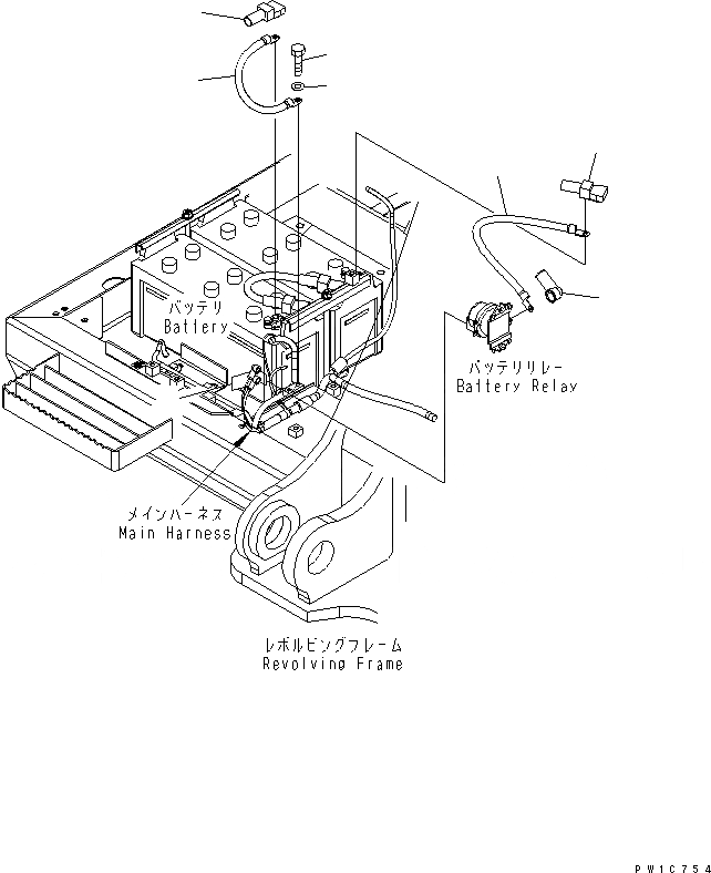 Схема запчастей Komatsu PC300-7-AA - ЭЛЕКТРОПРОВОДКА (АККУМУЛЯТОРН. ОТСЕК) ЭЛЕКТРИКА