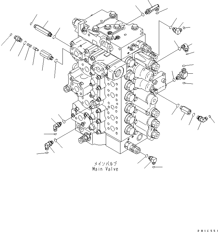 Схема запчастей Komatsu PC300-7-AA - ОСНОВН. КЛАПАН (СОЕДИНИТЕЛЬН. ЧАСТИ) (/) ГИДРАВЛИКА