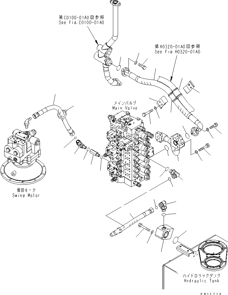 Схема запчастей Komatsu PC300-7-AA - ВОЗВРАТНАЯ ЛИНИЯ( АКТУАТОР) ГИДРАВЛИКА