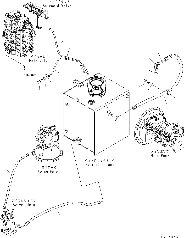 Схема запчастей Komatsu PC300-7-AA - ВОЗВРАТН. ЛИНИИ ГИДРАВЛИКА