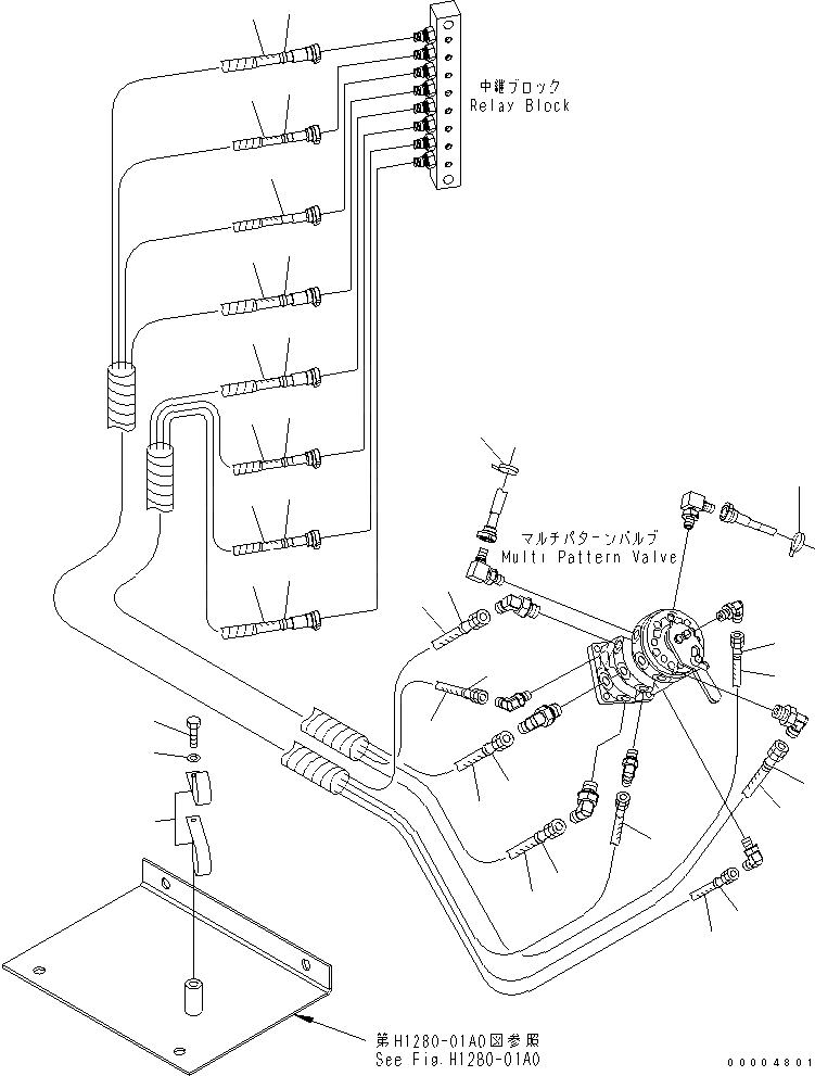 Схема запчастей Komatsu PC300-7-AA - MULTI PATTERN КЛАПАН (ШЛАНГИ) ( WAY) ГИДРАВЛИКА