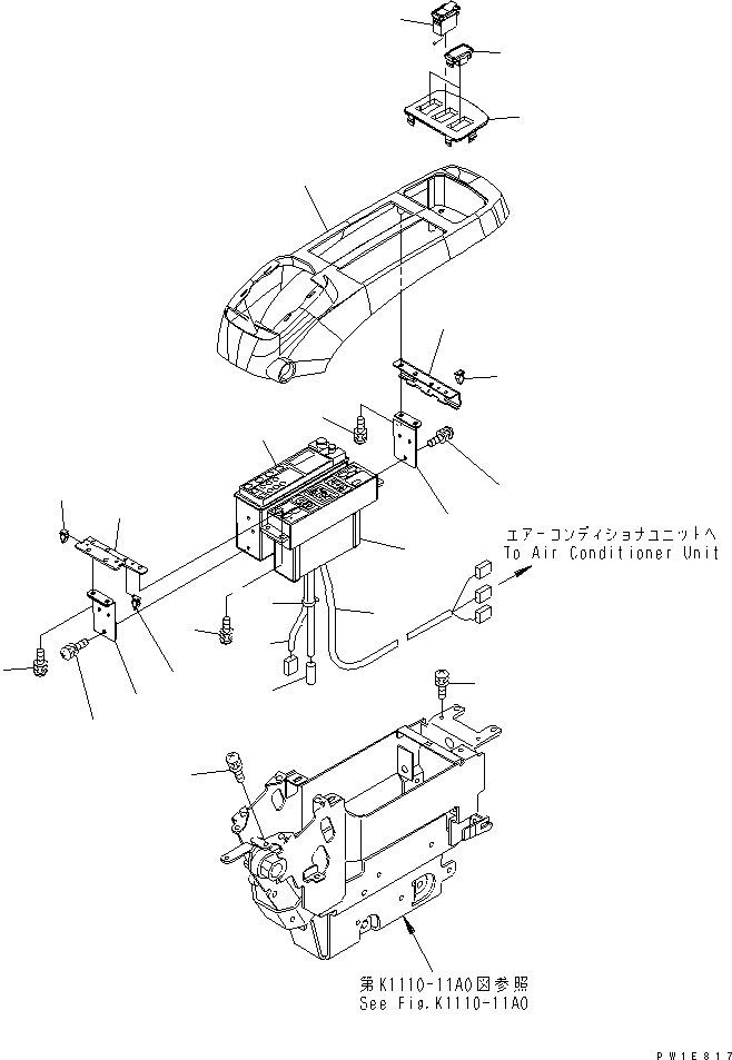 Схема запчастей Komatsu PC300-7-AA - ОСНОВН. КОНСТРУКЦИЯ (КОНСОЛЬ) (ВЕРХН.) (ЛЕВ.) (С ПРОБЛЕСК. МАЯКОМ) КАБИНА ОПЕРАТОРА И СИСТЕМА УПРАВЛЕНИЯ