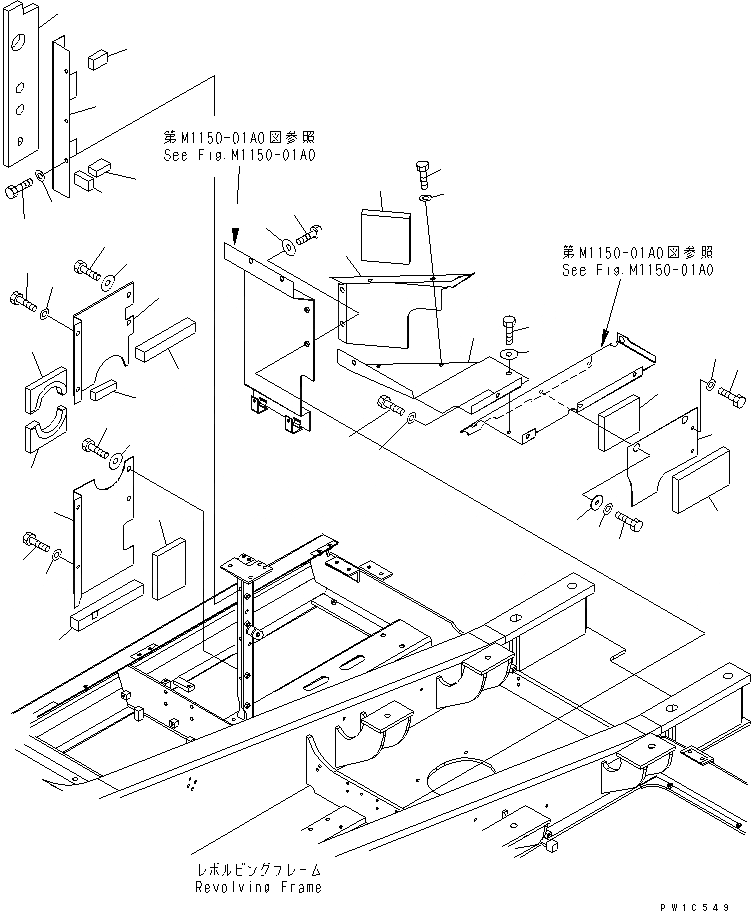 Схема запчастей Komatsu PC300-7-AA - ПЕРЕГОРОДКА. (КАБИНА) (НАСОС И РАДИАТОР)(№-) ЧАСТИ КОРПУСА