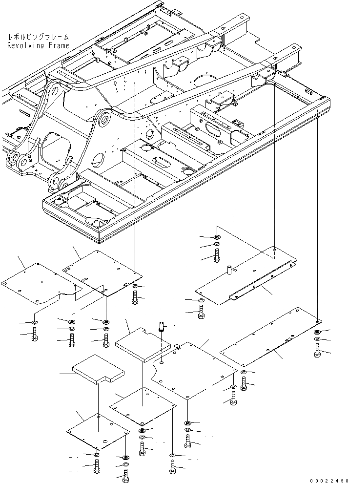 Схема запчастей Komatsu PC300-7-AA - НИЖН. КРЫШКА (ОСНОВНАЯ РАМА) (БОКОВ. КРЫШКА И ЯЩИК Д/ИНСТРУМЕНТА) УСИЛЕНН.(№7-) ЧАСТИ КОРПУСА