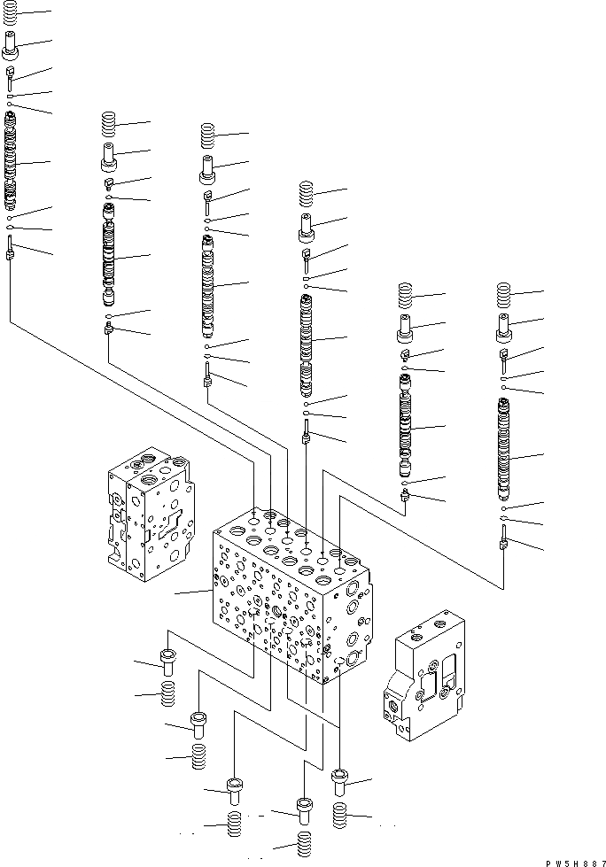 Схема запчастей Komatsu PC300-7-AA - ОСНОВН. КЛАПАН (-АКТУАТОР) (/) ОСНОВН. КОМПОНЕНТЫ И РЕМКОМПЛЕКТЫ