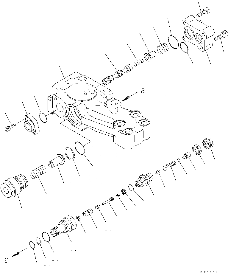 Схема запчастей Komatsu PC300-7-AA - КЛАПАН ПЕРЕГРУЗКИ (СТРЕЛА) ОСНОВН. КОМПОНЕНТЫ И РЕМКОМПЛЕКТЫ