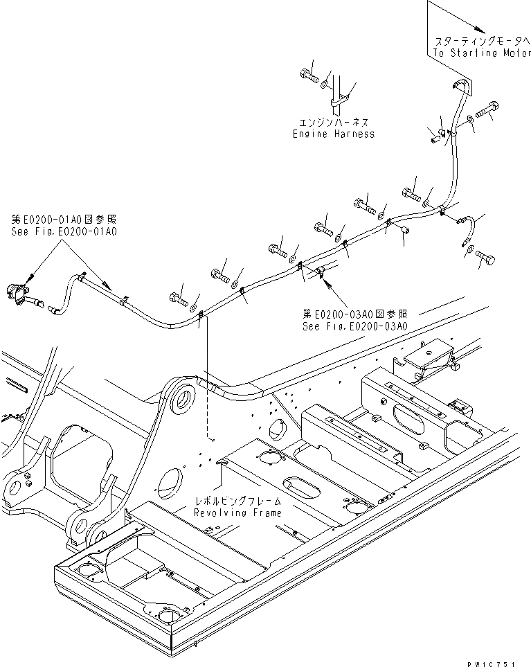 Схема запчастей Komatsu PC300-7 - ПРОВОДКА (ПРОВОДКА СТАРТЕРА) (КРЕПЛЕНИЕ)(№-) ЭЛЕКТРИКА