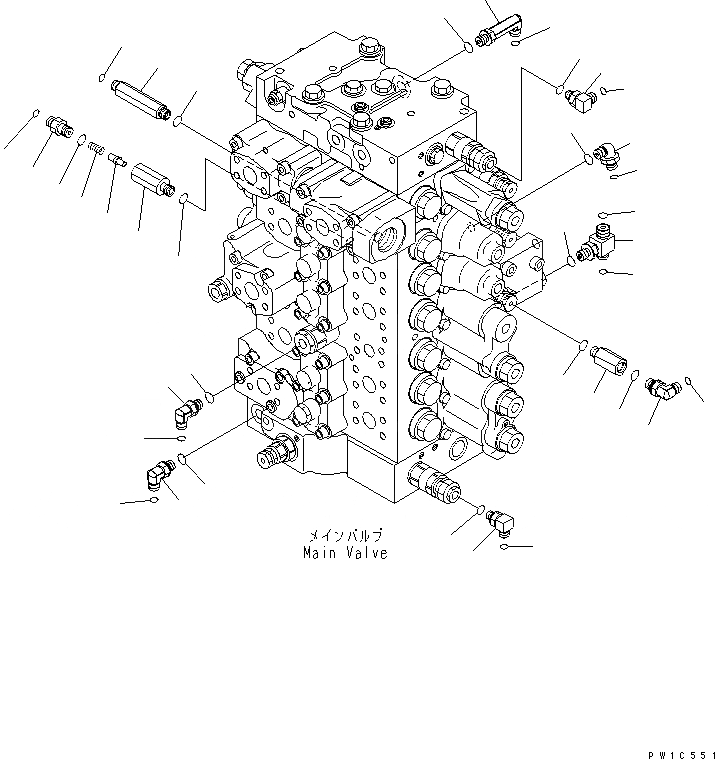 Схема запчастей Komatsu PC300-7 - ОСНОВН. КЛАПАН (СОЕДИНИТЕЛЬН. ЧАСТИ) (/) ГИДРАВЛИКА
