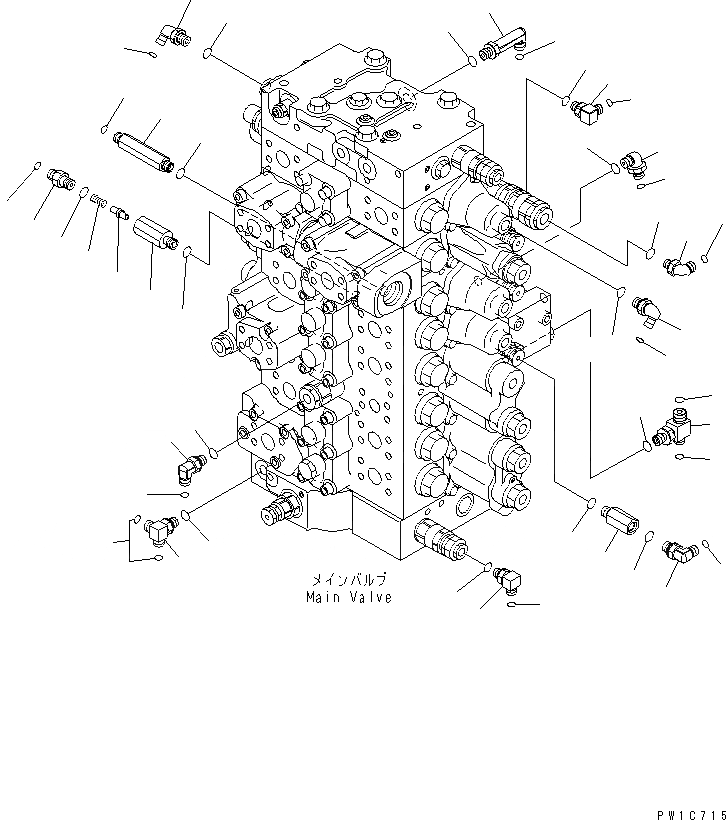 Схема запчастей Komatsu PC300-7 - ОСНОВН. КЛАПАН (СОЕДИНИТЕЛЬН. ЧАСТИ) (/) ( АКТУАТОР) ГИДРАВЛИКА