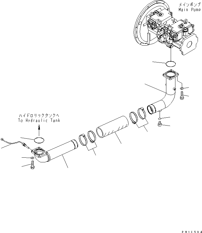 Схема запчастей Komatsu PC300-7 - ВСАСЫВ. ТРУБЫ ГИДРАВЛИКА