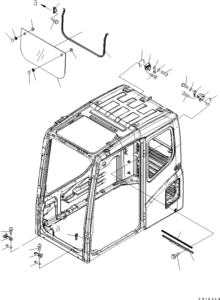 Схема запчастей Komatsu PC300-7 - КАБИНА (ПЕРЕДН. НИЖН. ОКНА)(№-) КАБИНА ОПЕРАТОРА И СИСТЕМА УПРАВЛЕНИЯ