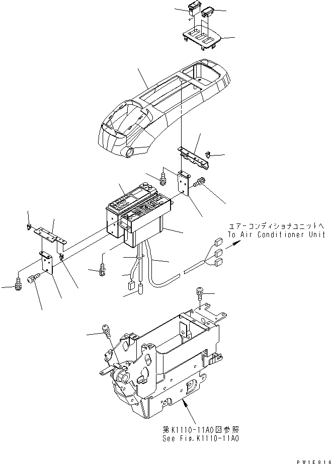 Схема запчастей Komatsu PC300-7 - ОСНОВН. КОНСТРУКЦИЯ (КОНСОЛЬ) (ВЕРХН.) (ЛЕВ.) (С КОНДИЦ. ВОЗДУХА И РАДИО) (ДЛЯ АЗИИ)(№-) КАБИНА ОПЕРАТОРА И СИСТЕМА УПРАВЛЕНИЯ