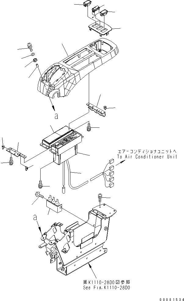 Схема запчастей Komatsu PC300-7 - ОСНОВН. КОНСТРУКЦИЯ (КАБИНА) (КОНСОЛЬ¤ ЛЕВ.) (ВЕРХН.) (С КОНДИЦ. И МИГАЛКА) (БЕЗ РАДИО)(№-) КАБИНА ОПЕРАТОРА И СИСТЕМА УПРАВЛЕНИЯ