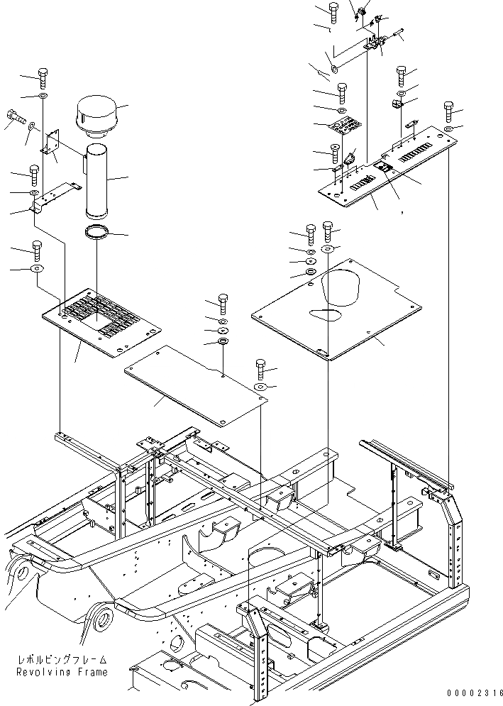 Схема запчастей Komatsu PC300-7 - КРЫШКА(ВЕРХН.) (КАБИНА) (С ПРЕФИЛЬТРОМ)(№-7) ЧАСТИ КОРПУСА