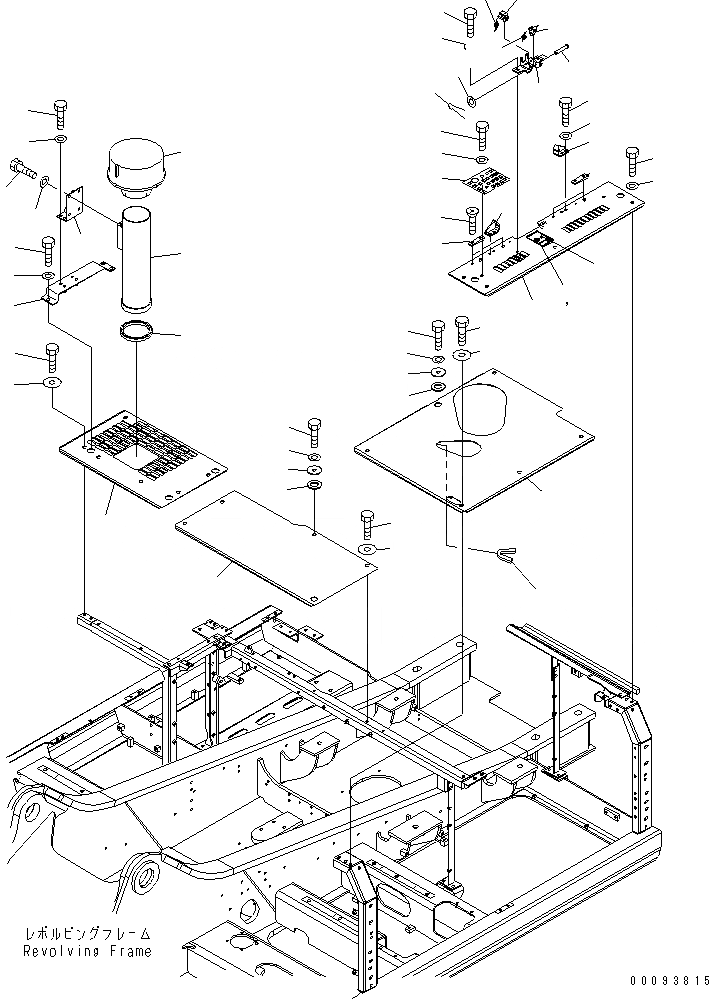 Схема запчастей Komatsu PC300-7 - КРЫШКА(ВЕРХН.) (КАБИНА) (С ПРЕФИЛЬТРОМ)(№7-) ЧАСТИ КОРПУСА