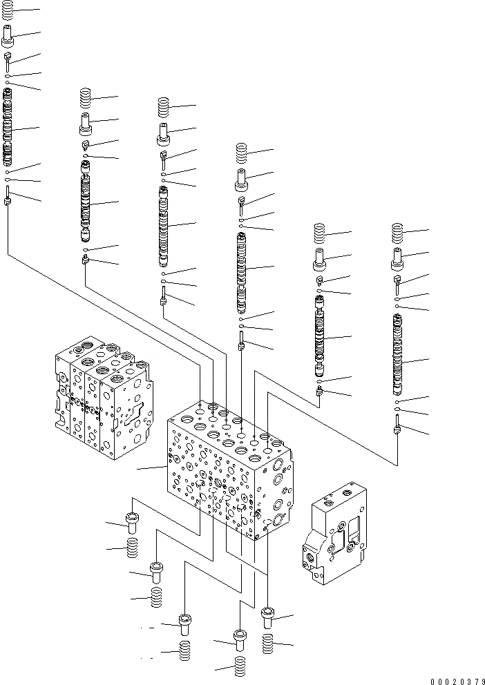 Схема запчастей Komatsu PC300-7 - ОСНОВН. КЛАПАН (-АКТУАТОР) (/) ОСНОВН. КОМПОНЕНТЫ И РЕМКОМПЛЕКТЫ