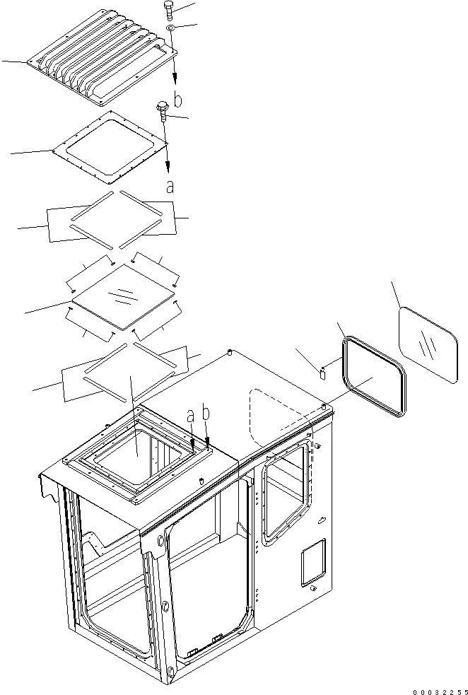 Схема запчастей Komatsu PC300-7 - КАБИНА (КРЫША И ЗАДН. ОКНА И ЧАСТИ КОРПУСА)(№7-) КАБИНА ОПЕРАТОРА И СИСТЕМА УПРАВЛЕНИЯ
