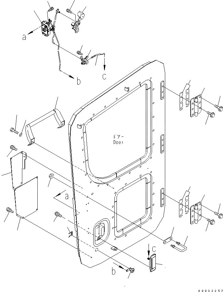 Схема запчастей Komatsu PC300-7 - КАБИНА (ЗАМОК ДВЕРИ)(№7-) КАБИНА ОПЕРАТОРА И СИСТЕМА УПРАВЛЕНИЯ