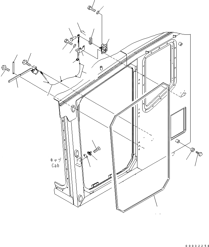 Схема запчастей Komatsu PC300-7 - КАБИНА (ФИКСАТОР ОТКРЫТИЯ)(№7-) КАБИНА ОПЕРАТОРА И СИСТЕМА УПРАВЛЕНИЯ