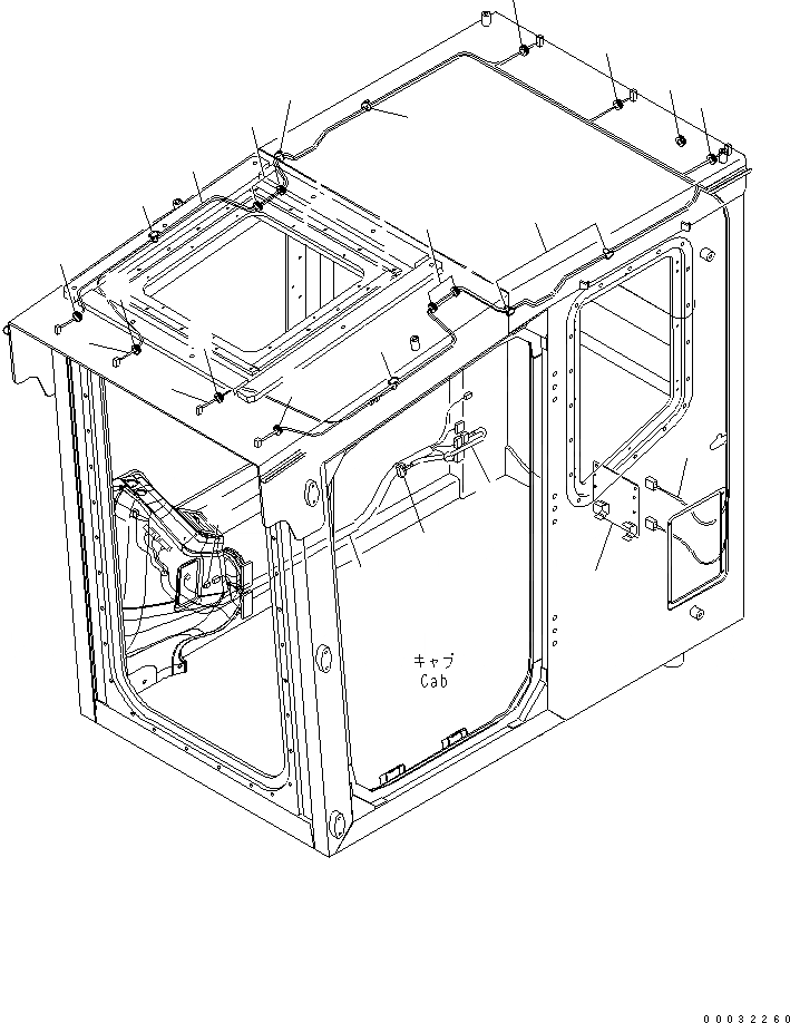 Схема запчастей Komatsu PC300-7 - КАБИНА (ДОПОЛН. ЛАМПА РАБОЧ. ОСВЕЩЕНИЯ ЭЛЕКТРОПРОВОДКА)(№7-) КАБИНА ОПЕРАТОРА И СИСТЕМА УПРАВЛЕНИЯ