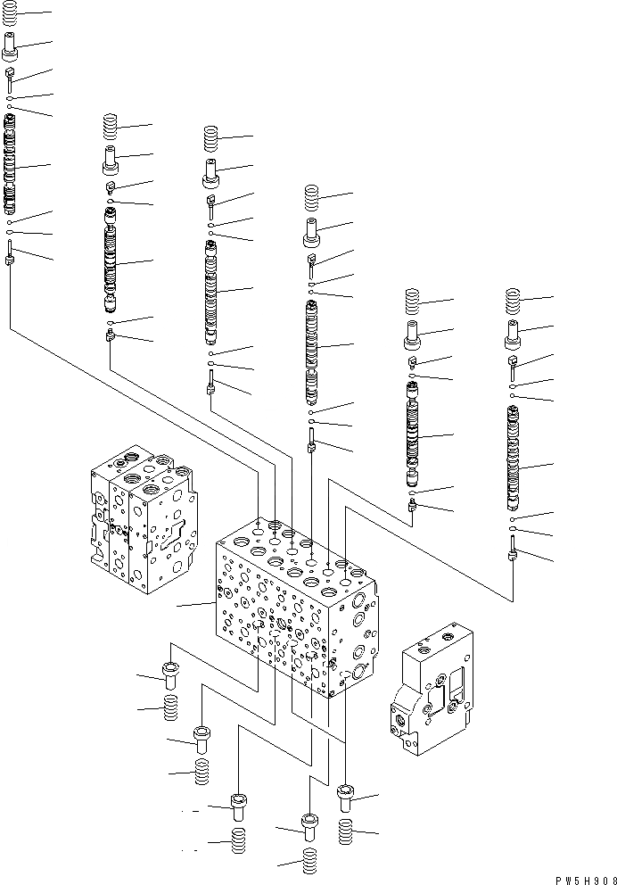 Схема запчастей Komatsu PC300-7 - ОСНОВН. КЛАПАН (-АКТУАТОР) (/) ОСНОВН. КОМПОНЕНТЫ И РЕМКОМПЛЕКТЫ