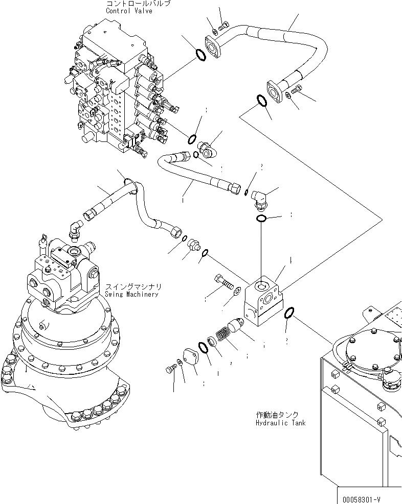 Схема запчастей Komatsu PC300-7E0 - ВОЗВРАТ. ЛИНИЯ ГИДРАВЛИКА