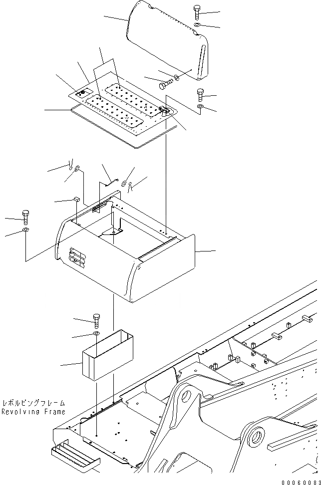 Схема запчастей Komatsu PC300-7E0 - АККУМУЛЯТОРН. ОТСЕК(№-) ЧАСТИ КОРПУСА