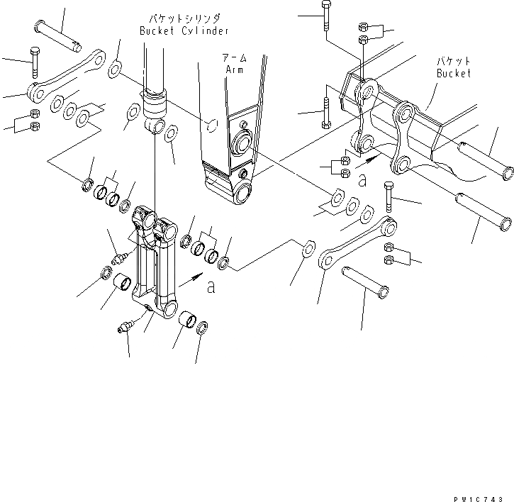 Схема запчастей Komatsu PC300-7E0 - РУКОЯТЬ (СОЕДИНЕНИЕ КОВША) ( ЧАС. СИСТ. СМАЗКИ ТИП) РАБОЧЕЕ ОБОРУДОВАНИЕ