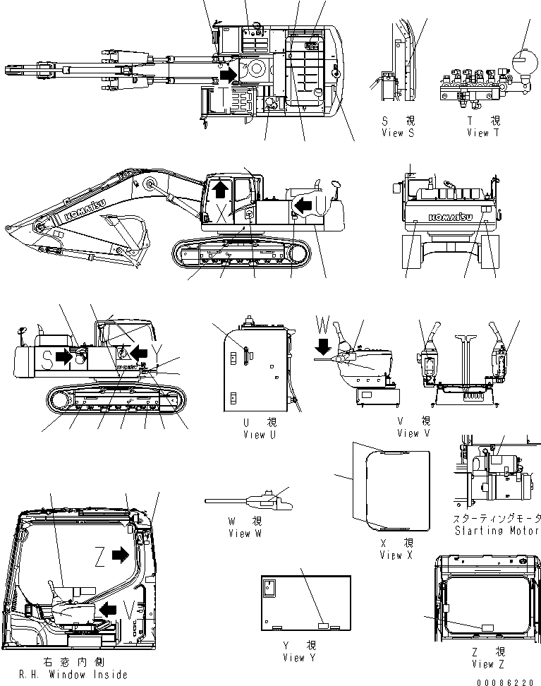 Схема запчастей Komatsu PC300-7E0 - ТАБЛИЧКИ (АНГЛ.) (БУКВЕНН.)(№9-) МАРКИРОВКА