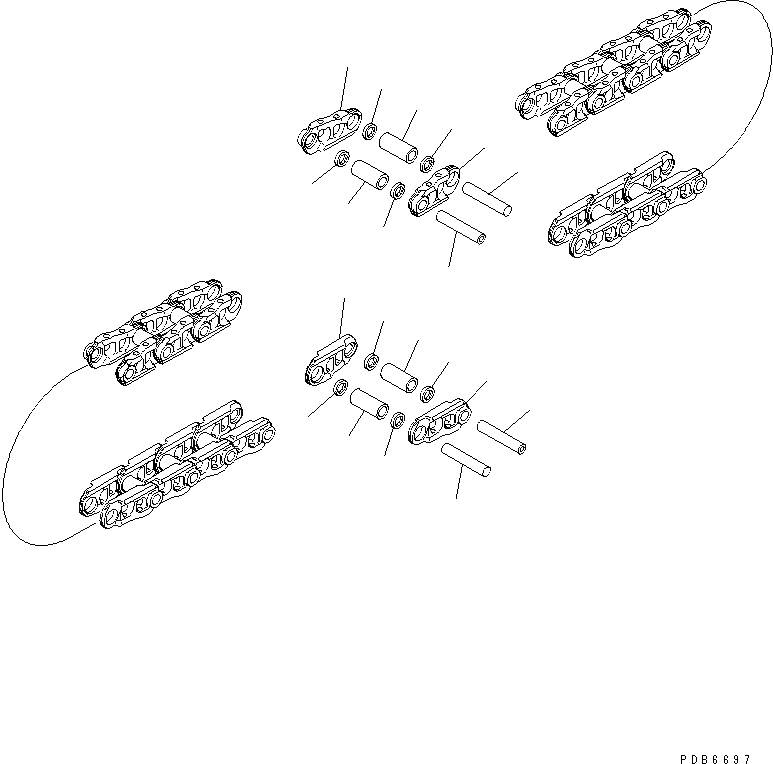 Схема запчастей Komatsu PC300-7E0 - ГУСЕН. ЦЕПЬ (9 SET) (ПОСТАВЛЯЕМЫЕ ЧАСТИ) ОСНОВН. КОМПОНЕНТЫ И РЕМКОМПЛЕКТЫ
