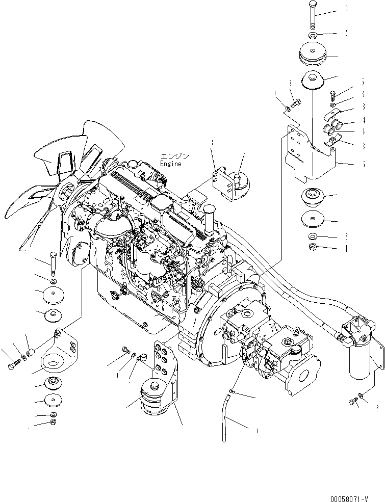 Схема запчастей Komatsu PC300-8 - КРЕПЛЕНИЕ ДВИГАТЕЛЯ(№-) КОМПОНЕНТЫ ДВИГАТЕЛЯ