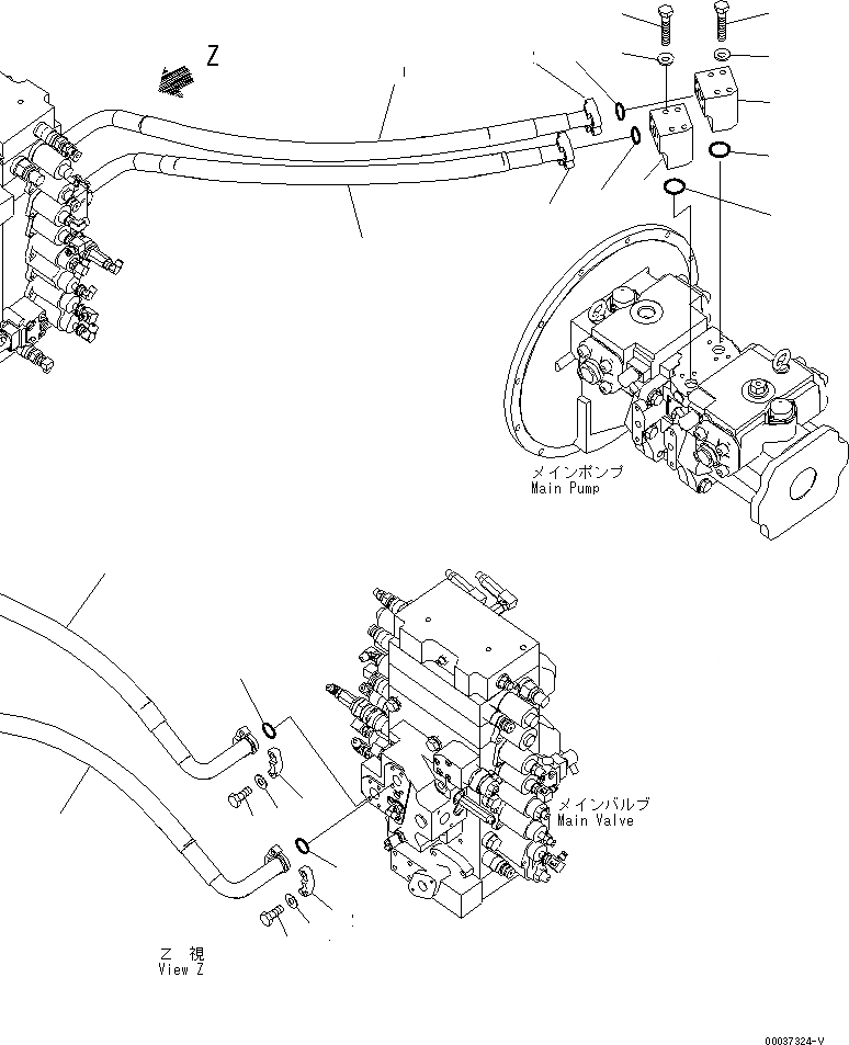 Схема запчастей Komatsu PC300-8 - ЛИНИЯ ПОДАЧИ(№-) ГИДРАВЛИКА