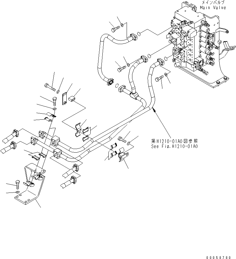 Схема запчастей Komatsu PC300-8 - ГИДРОЛИНИЯ СТРЕЛЫ (КОРПУС И КРЕПЛЕНИЕ)(№-) ГИДРАВЛИКА