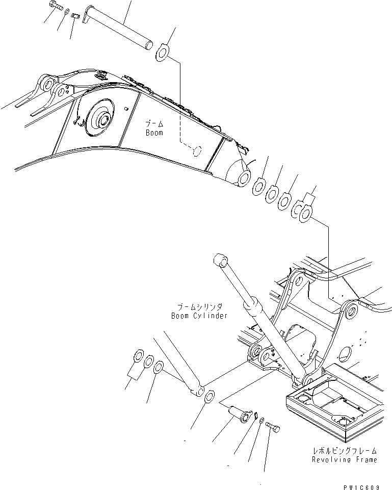 Схема запчастей Komatsu PC300-8 - СТРЕЛА НИЖН. ПАЛЕЦ(№-) ОСНОВНАЯ РАМА И ЕЕ ЧАСТИ